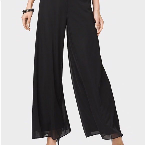 DRESS BARN Wide Leg Sheer Black Trouser Pants XS - Picture 2 of 7